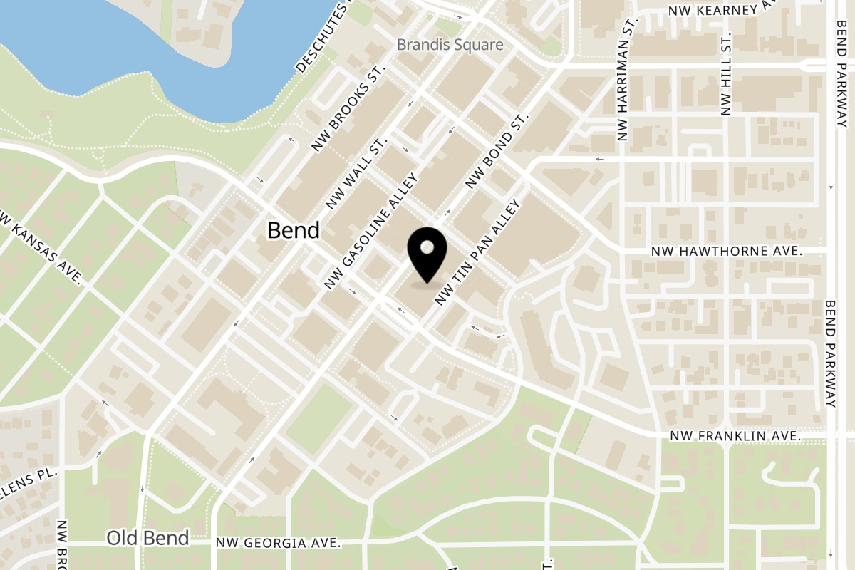 Map showing the location of Noi Thai Cuisine Bend on 550 NW Franklin Ave in Bend