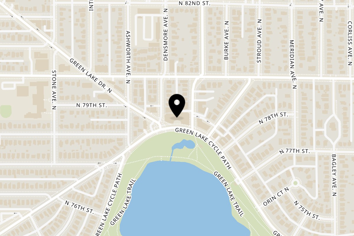 Map showing the location of Noi Thai Cuisine Green Lake on 7900 E Green Lake Dr N in Seattle